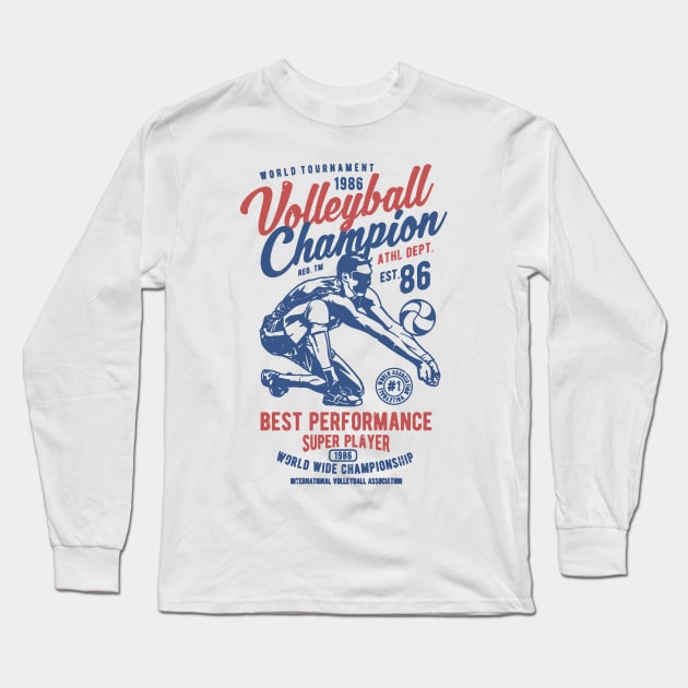 Volleyball Champion 86 Long Sleeve T-Shirt by JakeRhodes